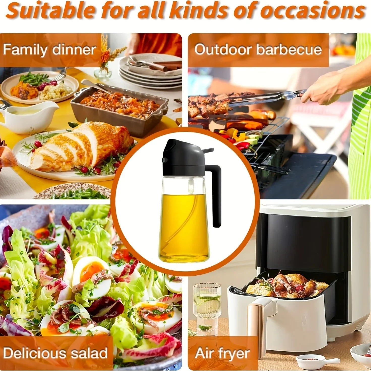Portable 2-in-1 Oil Sprayer and Dispenser