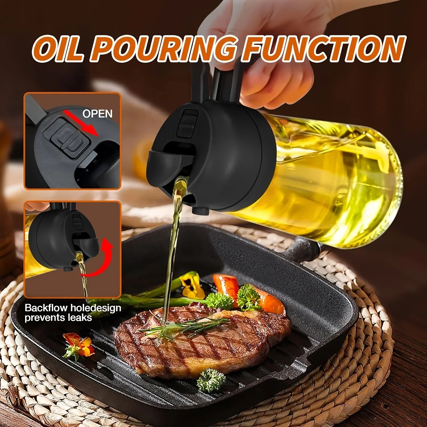 Portable 2-in-1 Oil Sprayer and Dispenser