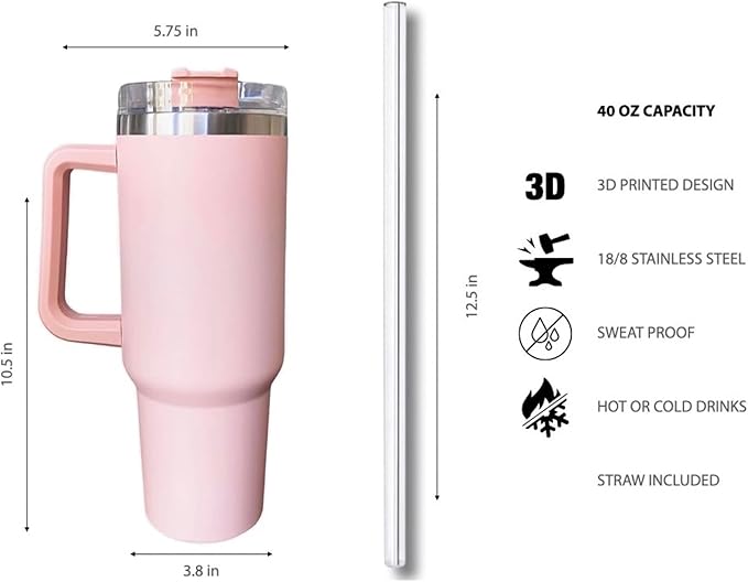 40oz Stainless Steel Tumbler with Insulated Handle